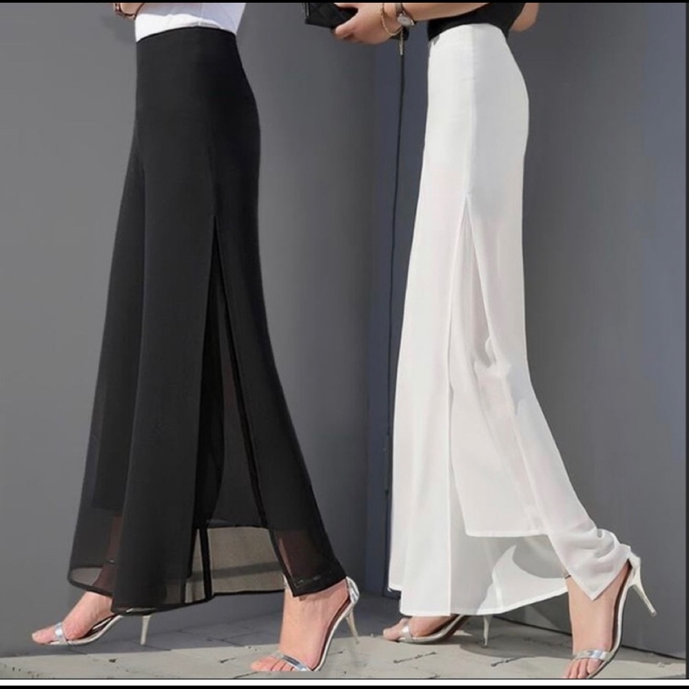 COPY - White palazzo overlay pants . Great for summer/ or evening occasion .